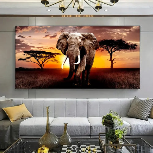 1pc Unframed Canvas Poster, Modern Art, Animal Elephant, Ideal Gift For Bedroom Living Room Corridor, Wall Art, Wall Decor, Wint